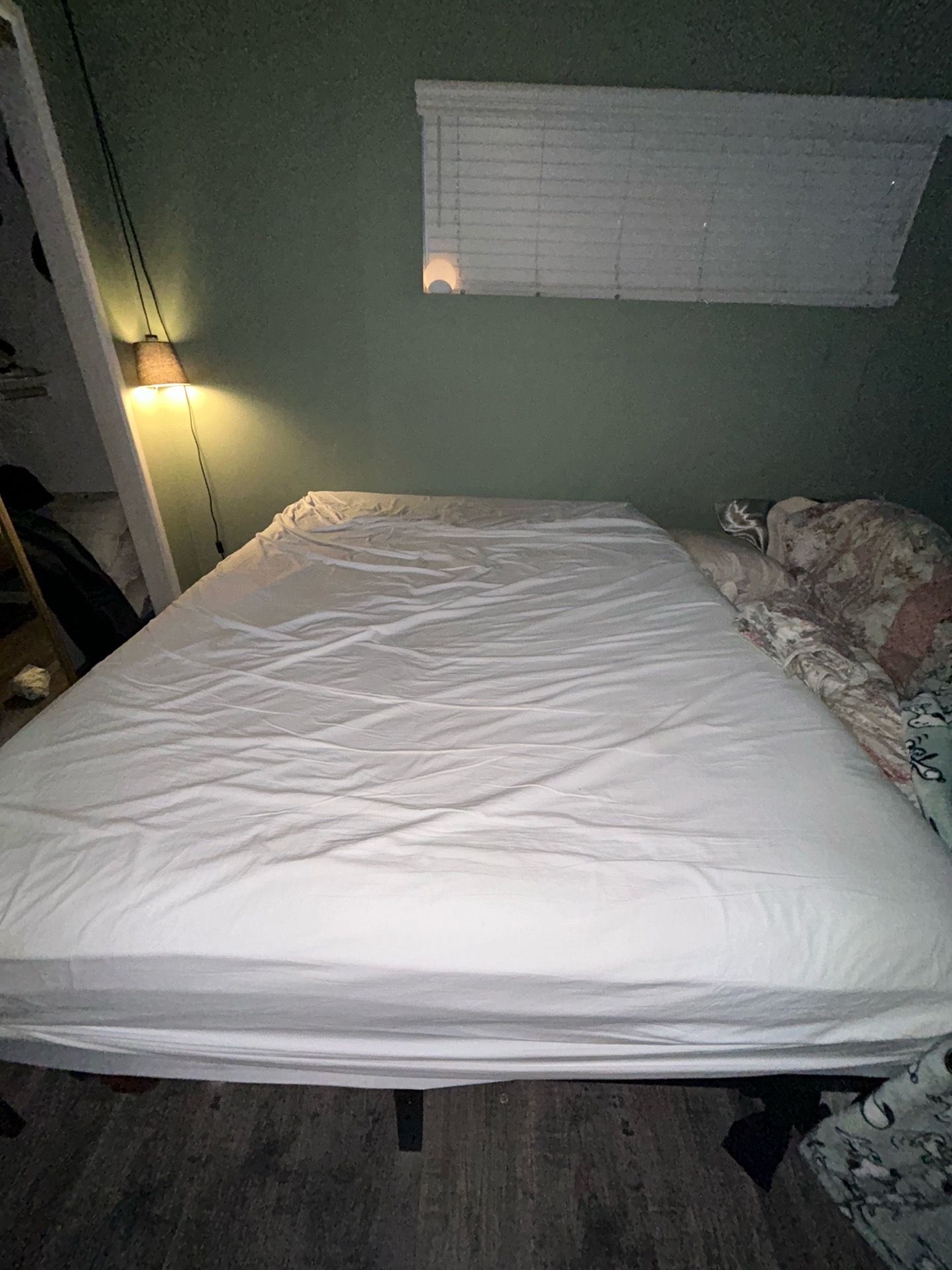 Queen size mattress + bed frame pick up today