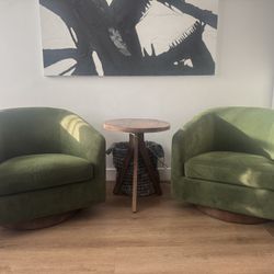 Set Of Swivel Chairs-Olive Green