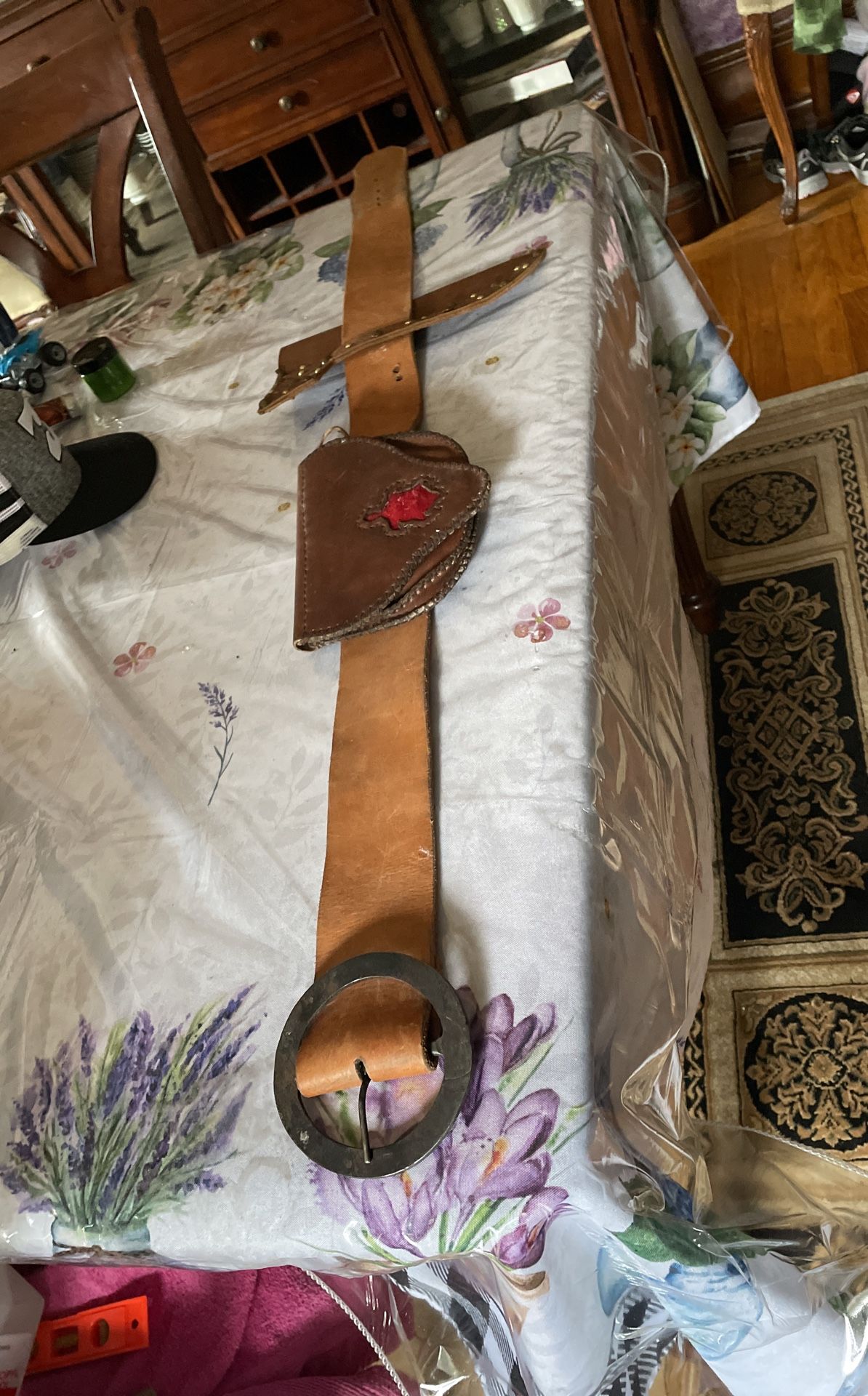 MOUNTAIN MAN BELT, pick up only, a knife, sheath, and possible bag