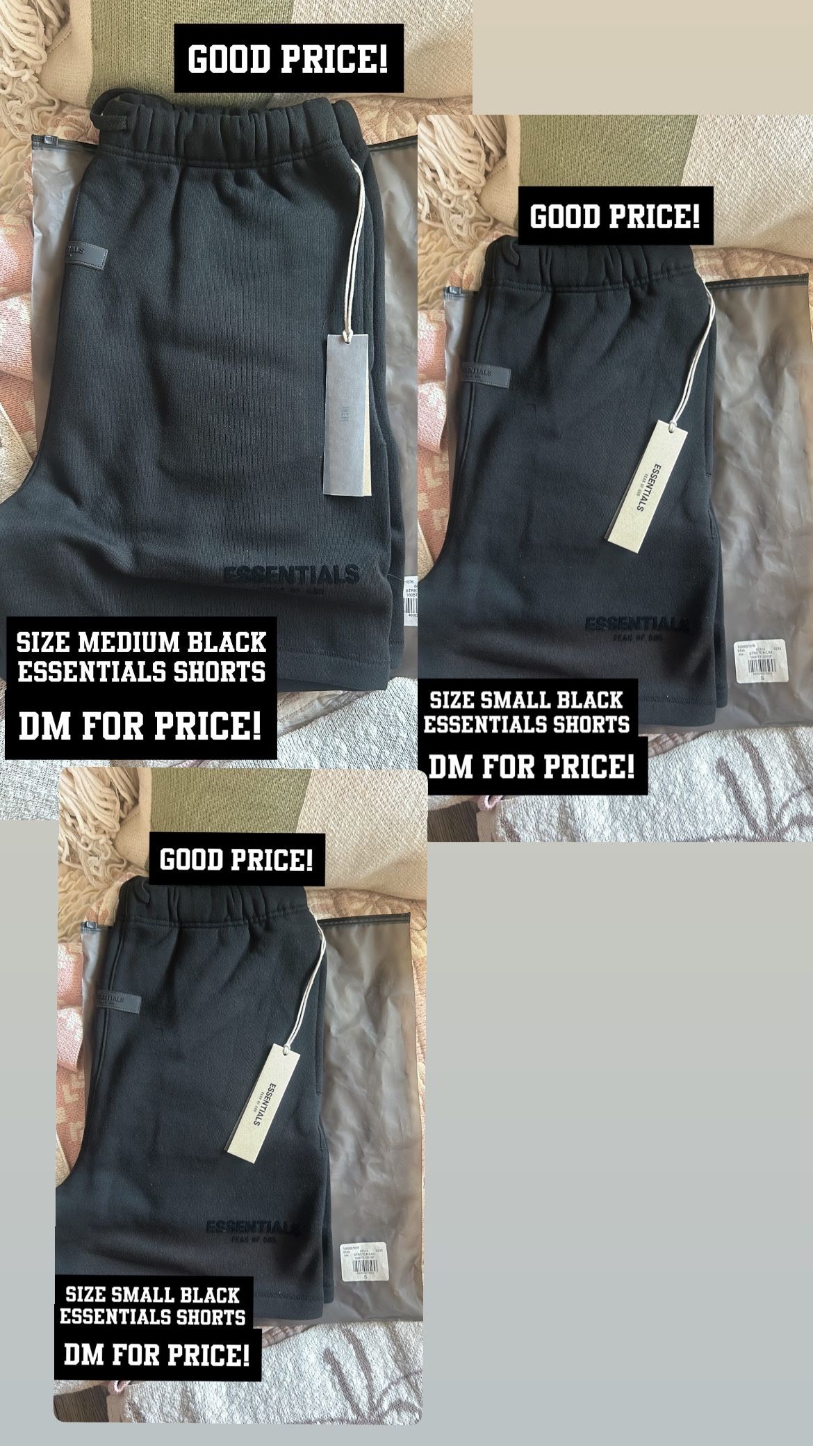 Black Essential Shorts(take All 3 For 130)