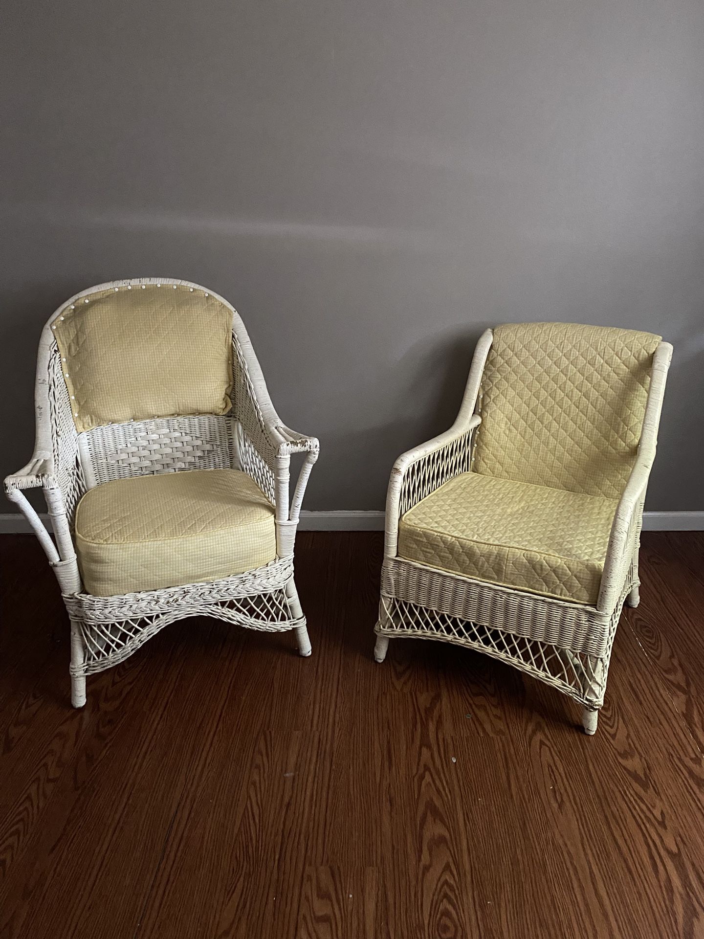 Vintage Wicker Chair Set And Footstool