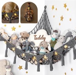 Macrame stuffed animal hammock