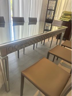 Z Gallerie mirror table + 8 chairs