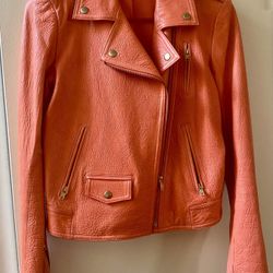 The THEORY orange Leather Jacket 