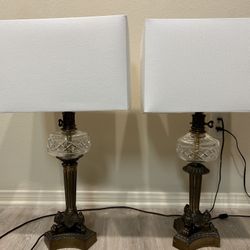 2 Vintage, Empire, Brass, Triple Lions Paw Lamps