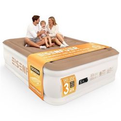Air Mattress Queen with Built-in Pump – 18" Raised Inflatable Mattress no holes used once
