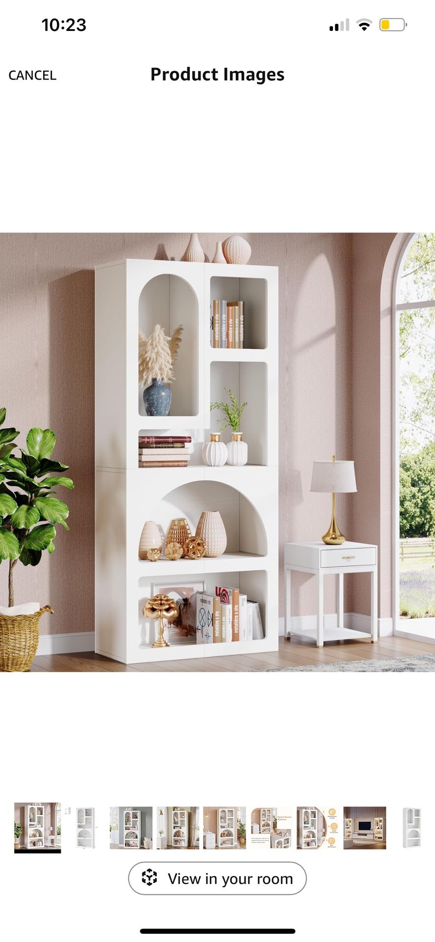 Tribesigns Modern 70.87" Tall Geometric Bookshelf White Arched Bookcase Free-Standing 5 Irregular Storage Shelves