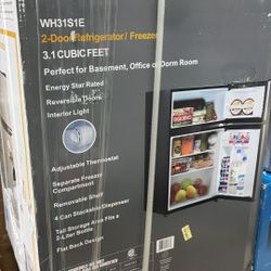 MSRP $235 Whirlpool Mini Fridge In Stainless Steel With Dual Door 