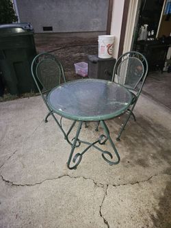 Metal fold up chairs and table