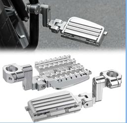 KEMIMOTO CNC Aluminum Highway Pegs with Expandable Heel Rests 1.25" Highway Short Angled Pegs Adjustable Fit for Street Glide Road King Road Glide Sof