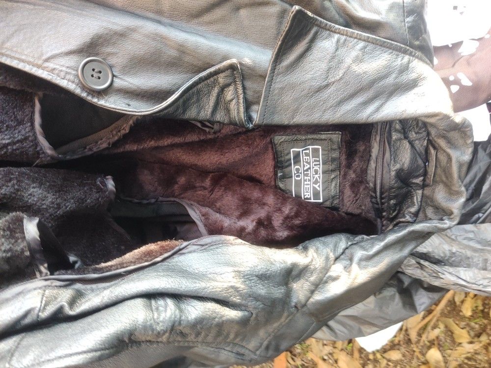 Free. Large Men's Leather Jacket Lined.