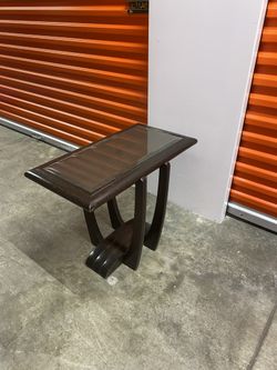 Set Of 3 Tables Mid century / Art Deco, 1 Coffee Cocktail Table + 2 Side Tables, Mahogony Wood With Glass Top