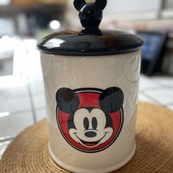 Vandor Disney Mickey Mouse Embossed Cookie Jar, 7 x 7 x 11", White/Black