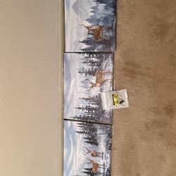 Forest Deer Canvas Wall Art Nursery Pictures Wild Animals Forest Wall Decor