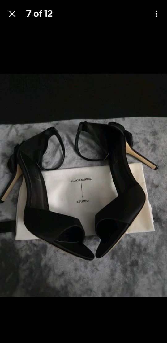 Black Suede Studio Satin Heels BNIB With Dustbag