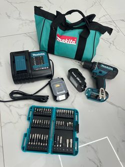 Makita 18V Cordless Drill Kit – Excellent Condition + Charger, Battery, Bit Set & Bag