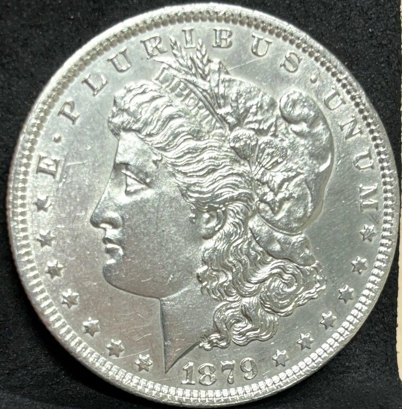 1879 CC MORGAN SILVER DOLLAR AU+++ DETAILS KEY DATE CARSON CITY COIN