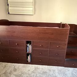Twin Loft Bunk Bed With Drawers Storage
