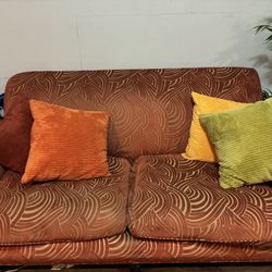 Modern Burnt Orange Sofa + Accent Chair Set