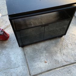 Black Wood Tv stand With Glass Doors
