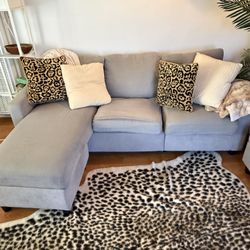Chic Gray  Sectional Couch and Ottoman with Storage 