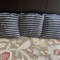 3 Navy Blue striped pillows 