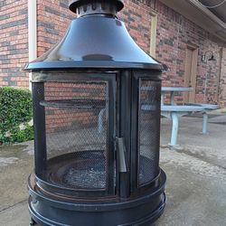 🔥🪵 Outdoor Wood Burning Fire Pit w/ Cast Iron Grill! 🪵🔥