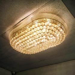 Gold Flush Mount Clear Chandelier