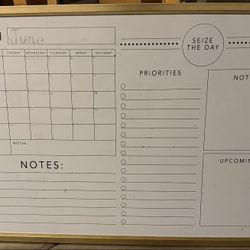 Large Framed Calendar Whiteboard – 40” x 28” (Gold Frame)