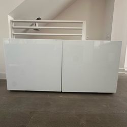 CB2 “52 gloss white media console TV stand storage credenza $75 - originally $500