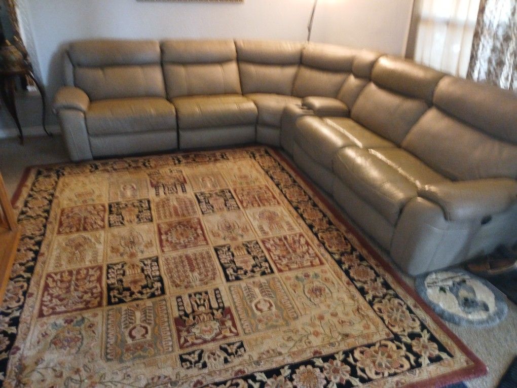 Sectional Leather Sofa Set Beige Great Conditi