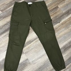 Top Man Khaki Green Cargo Joggers 36x32