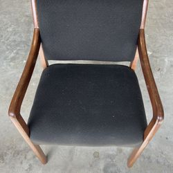 Solid Wood Office Chair Black Cloth Seat And Back