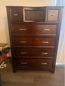Dark Wood 6-Drawer Tall Dresser