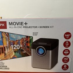 GPX Movie + ALL-IN-One Projector + Screen Kit 120”
