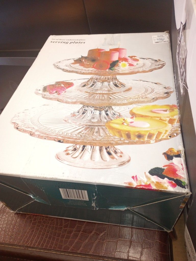 3pc Glass Dessert Trays