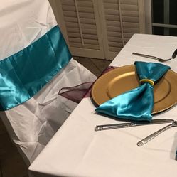 100 Satin Chair Sashes And 100 Dinner Napkins
