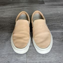 Vans Slip Ons Leather Tan Size 8.5