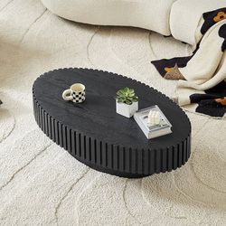 Oval Coffee Table Modern Design - MDF Wood Compact 43.7 Inch Multi-Functional Table for Small Space Living Room & Home Office Use