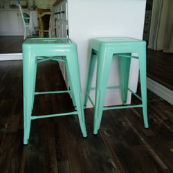 Set Of Two Metal Bar Stools