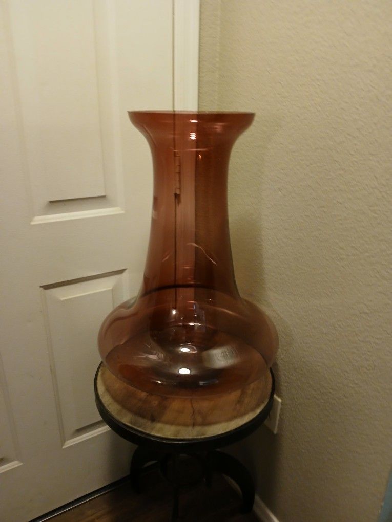 Vintage Mid Century Modern Or Style Large Amethyst Glass Floor Vase