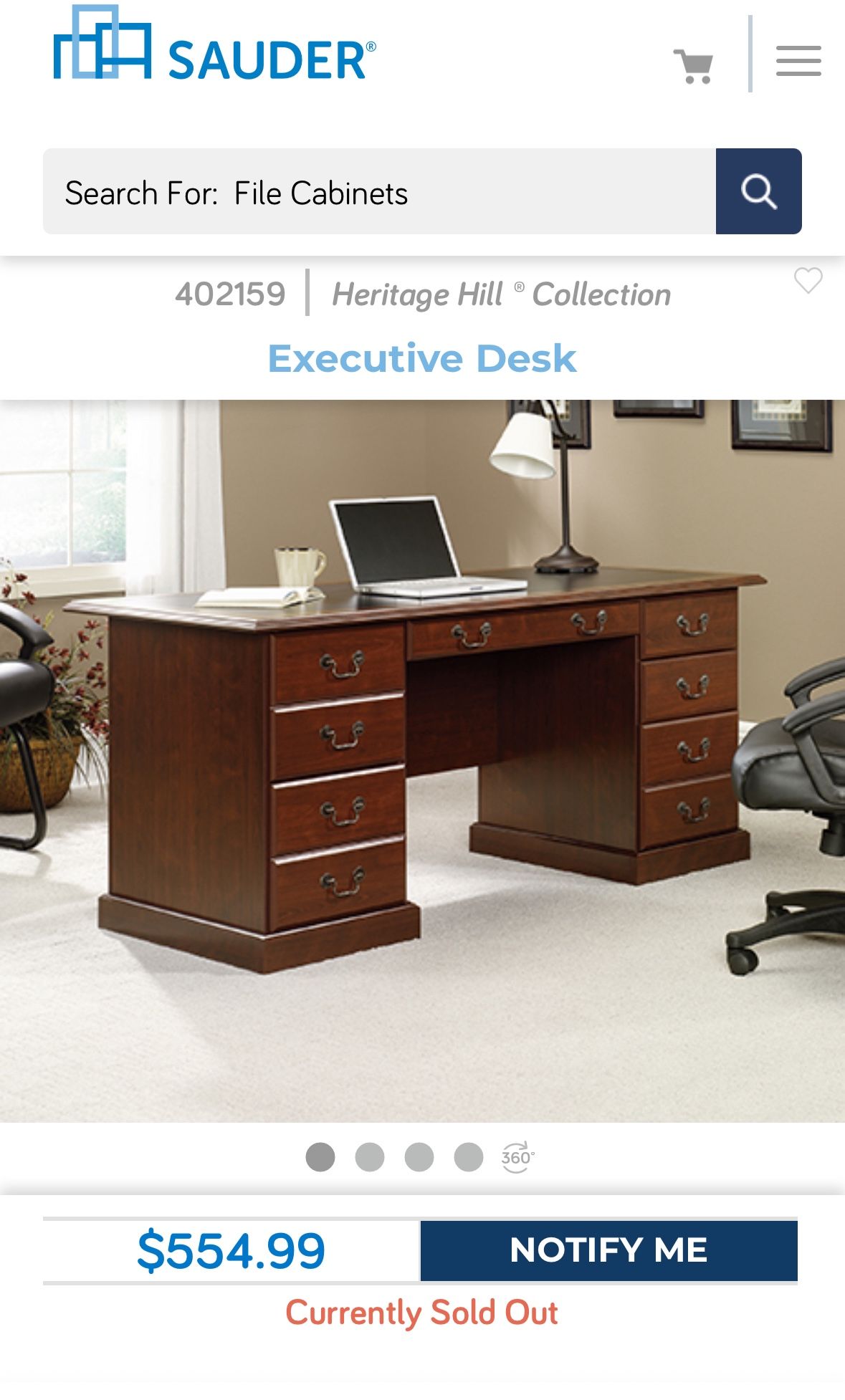 Executive Office Desk By Sauder Model 402159, Locking Drawers W/2 Keys.