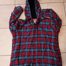 LL Bean Men's Fleece lined Hooded Flannel Shirt  XXL