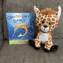 Giraffe plush toy with book