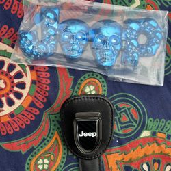 Jeep Emblem With Skull Chrome Blue + Sunglasses Clip