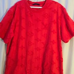 Mens Louis Vuitton Monogram T Shirt Red Size XL