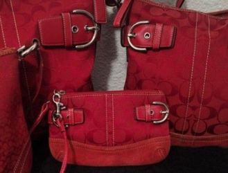 Coach Red Signature C Soho Wristlet 