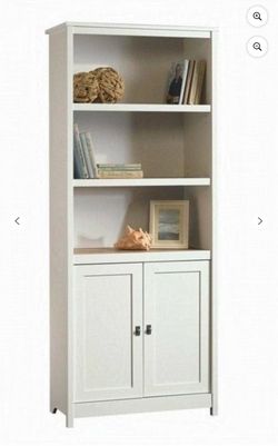White Bookcase with Cabinet Doors