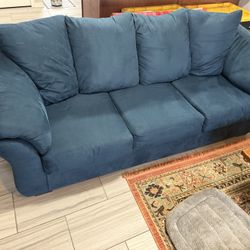 Blue Fabric Couch – 7 ft
