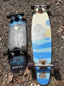 Two skateboards and a lot of vintage parts
